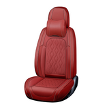 A 5-seat universal car seat cover set in Red color with diamond pattern stitching, including headrest pillows.