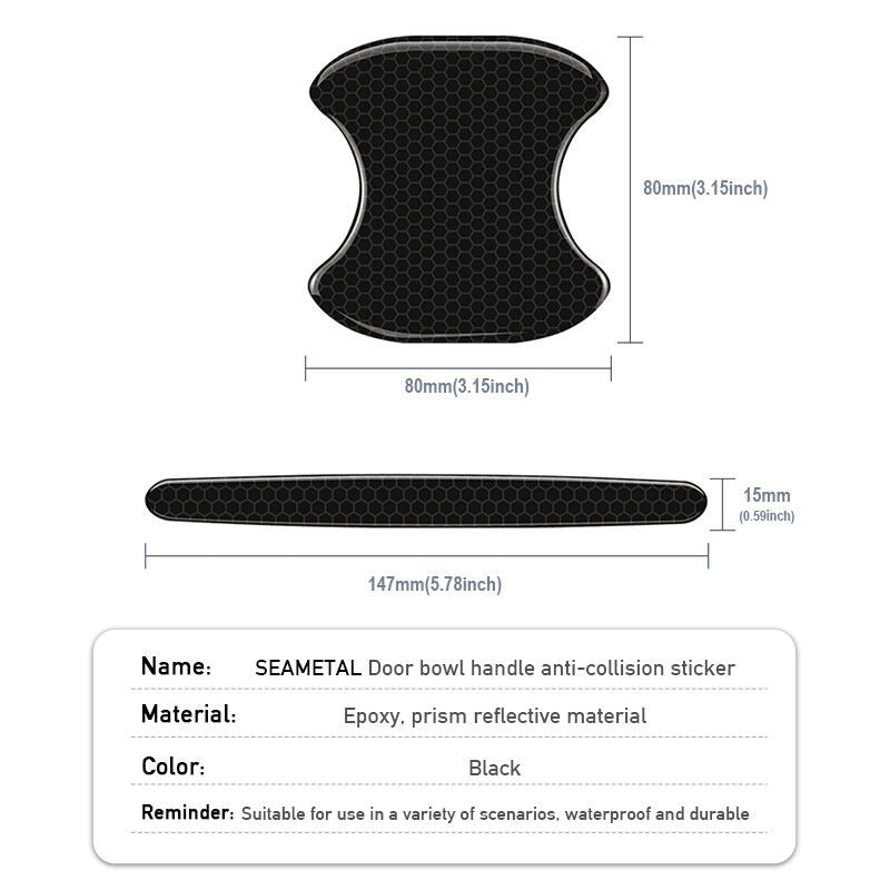 8pcs Car Door Handle Protector Sticker (Black)