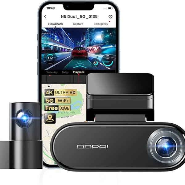 DDPAI N5 DUAL 4K Car Dash Cam 2160P+1080P Front and Rear Dash Cam