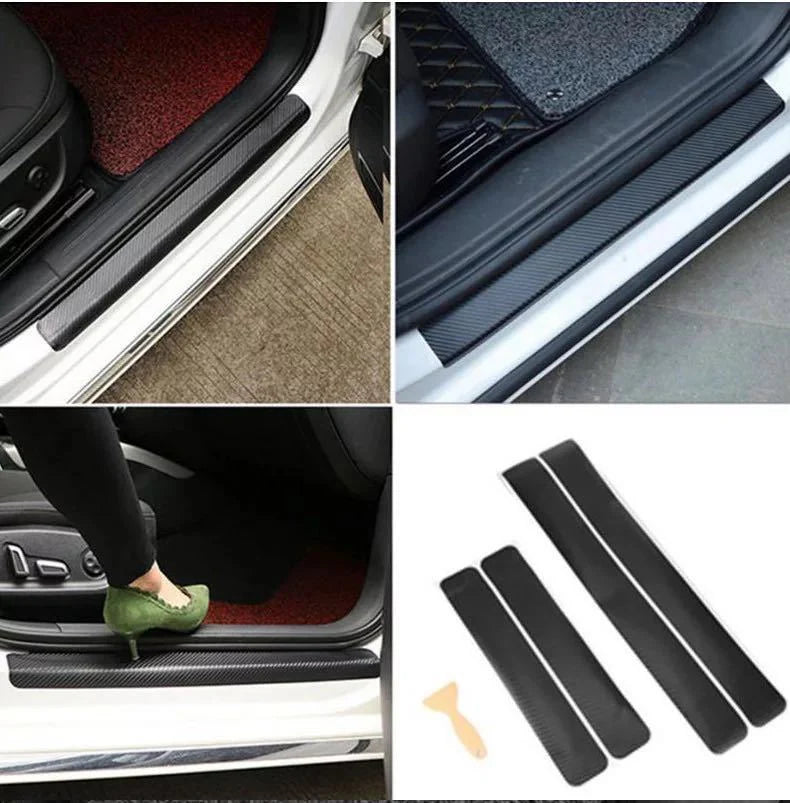 4pcs Car Door Step Sill Anti Scratch Protector (Carbon Fiber)