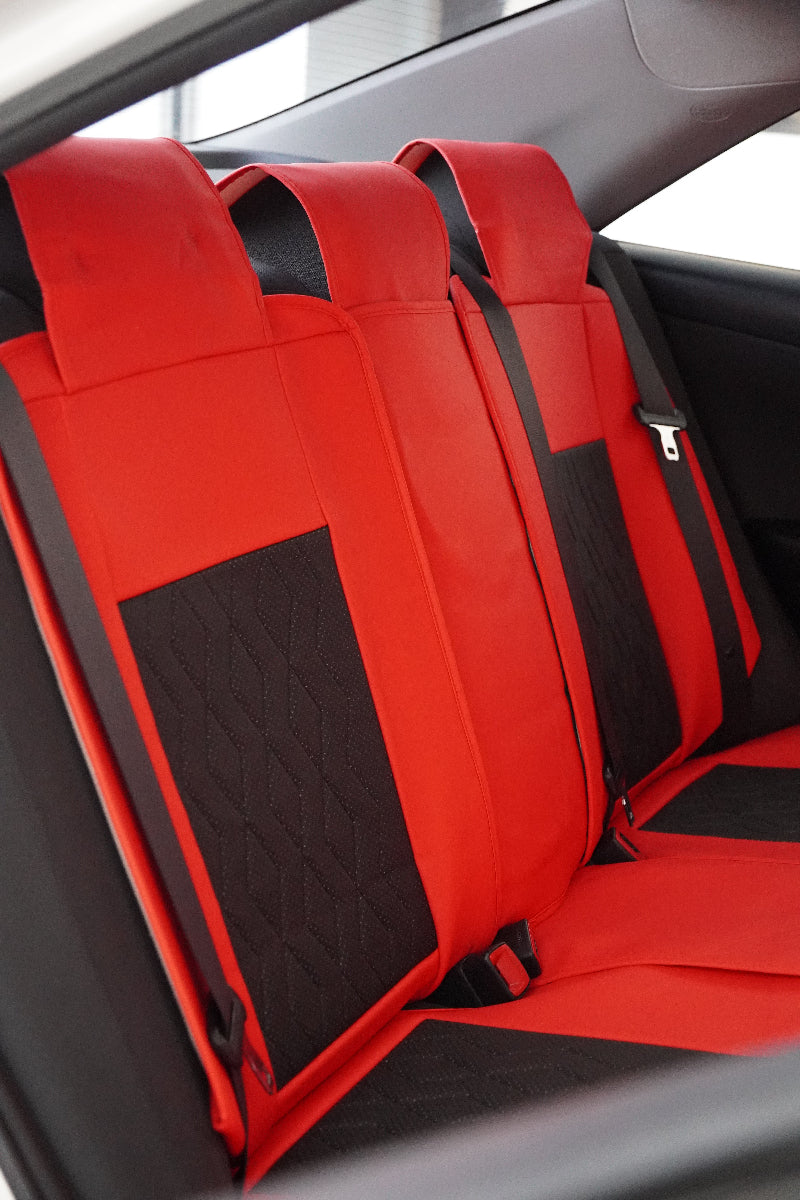 Installation rear seat of SC-P14 Black Red 5-Seat Universal Car Seat Cover