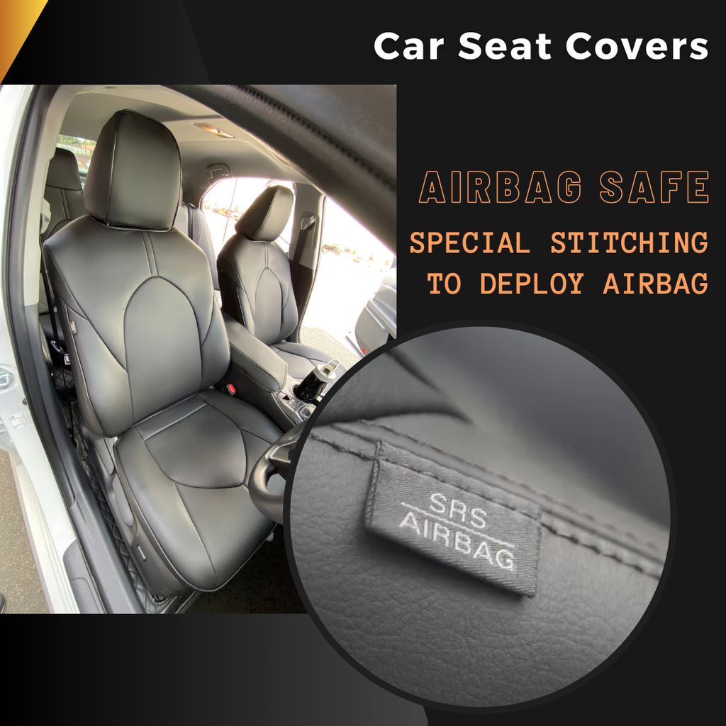 Toyota custom-made Nappa leather seat cover with airbag safe design for side airbag deployment
