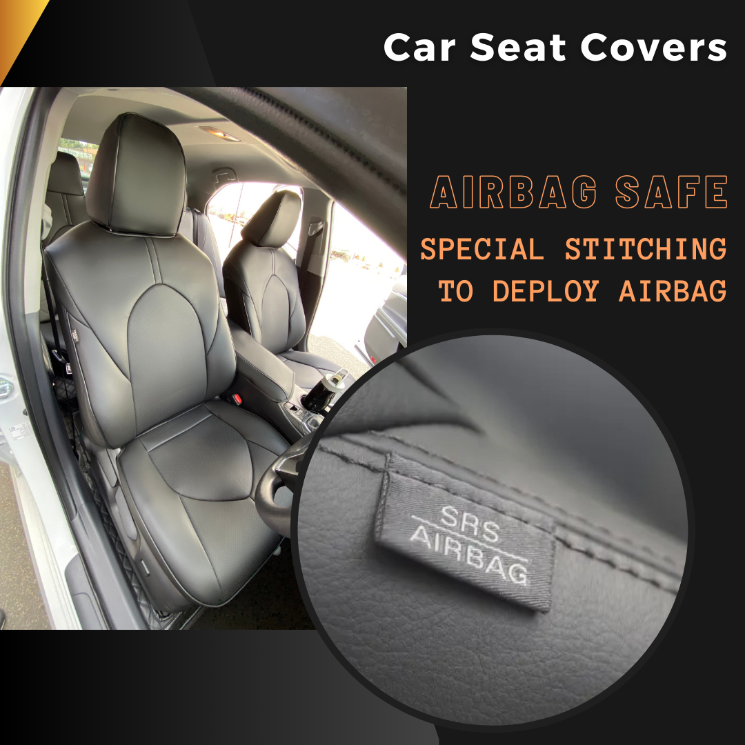 Toyota custom-made Nappa leather seat cover with airbag safe design for side airbag deployment
